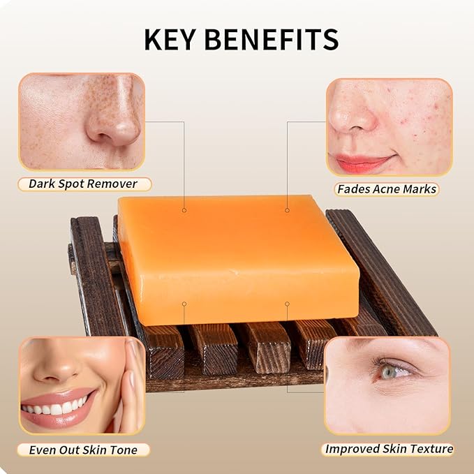 Kojic Acid Soap for Dark Spot Remover Bars with Turmeric, Vitamin C, Retinol, Collagen with Hyaluronic Acid, Vitamin E, Shea Butter, Castile Olive Oil - 3.52 OZ x 2 Bars with Bag