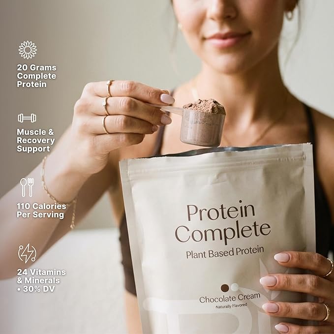TRU Supplements Plant Based Protein Powder, BCAA, EAA, 20g Vegan Brown Rice & Pea Protein, 100 Calories, 27 Vitamins, No Artificial Flavors 25 Servings (Natural Chocolate Cream)