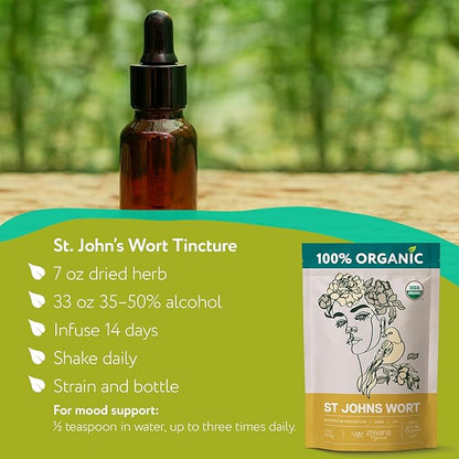 Organic St Johns Wort Tea (10 oz.) – 100% Pure Dried Saint John’s Wort Herb – Te de Hierba de San Juan Organica