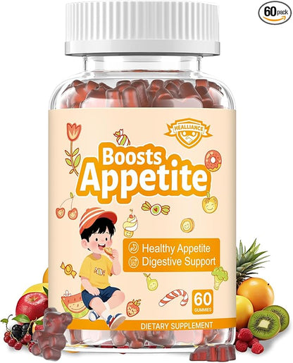 Appetite Booster Gummies for Kids Adults – Natural Blend of Hawthorn Zinc Carrot Supports Digestion Helps Increase Appetite, Promotes Healthy Eating Habits for Picky Eaters (Mixed Fruit Flavor)