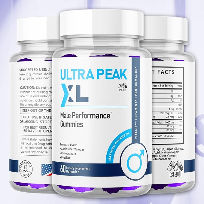 Ultra Peak XL Gummies for Men, Official UltraPeak XL Male Gummys with All Natural Ingredients, Ultra PeakXL Maximum Strength Health and Wellness Multivitamin Supplement Formula Gummys (60 Gummies)