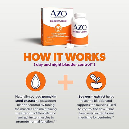 AZO Bladder Control with Go-Less Daily Supplement | Helps Reduce Occasional Urgency, leakage due to laughing, sneezing and exercise††† | 72 Capsules