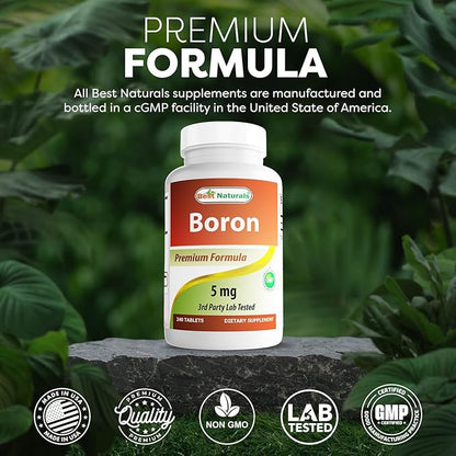 Best Naturals Boron Supplements 5 mg 240 Tablets (240 Count (Pack of 2))