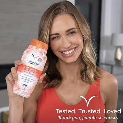 Vagisil Feminine Wash for Intimate Area Hygiene,Scentsitive Scents,pH Balanced and Gynecologist Tested,Peach Blossom,12 oz,(Pack of 6)