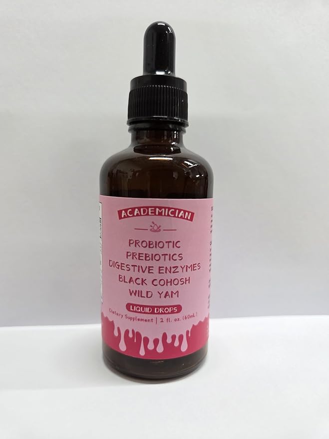 Wild Yam Root Tincture with Prebiotic Liquid Probiotic Digestive Enzyme Black Cohosh Drops - 60ml