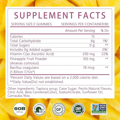 Premium Diamond Feminine Balance Gummies-pH Balance with Prebiotics & Lactobacillus Probiotic Blend&Hawaiian Pineapple Immune Support,Vegan& Non-GMO (60 Gummies)