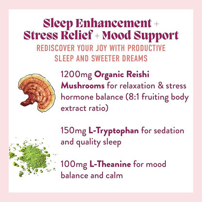 Microjoy Hibernate Gummies – Natural Sleep Aid with Reishi Mushroom – Stress Relief and Mood Support – Vegan, Non-GMO, Cherry Flavor (30 Gummies)