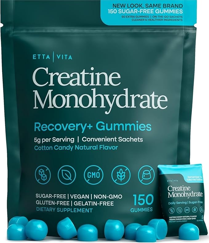Sugar-Free Creatine Monohydrate Gummies (5g Per Packet) - Potent Creatine Gummies for Men & Women, Supplement for Muscle Support, Cognitive Function - Non-GMO, Gluten-Free, Mucuna Pruriens