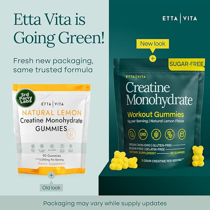 Sugar-Free Creatine Monohydrate Gummies 5gram per Serving, Potent Creatine Gummies for Women & Men, Supplement for Muscle Support, Cellular Energy & Cognitive Function [Lemon Drops Candy Flavor]