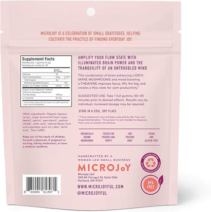 Microjoy Concentrate Gummies – Focus, Memory, Brain Health & Mood Support Supplement – Vegan, Non-GMO, Gluten-Free - Lemon Flavor (30 Servings)