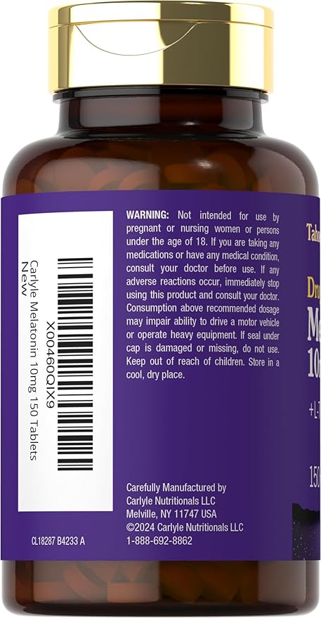 Tahoe Nutritionals Melatonin 10mg | 150 Tablets | with L-Theanine | 100% Drug Free Aid | Vegetarian, Non-GMO, Gluten Free Supplement