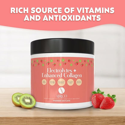 Electrolytes + Enhanced Collagen Zero Sugar Powder with Vitamin C - Muscle Recovery & Hydration Support - 30 Servings - Supports Immune & Joint Health - Keep Your Skin Looking Radiant & Hydrated