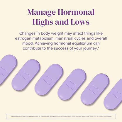 BariMelts Hormonal Balance+ for GLP-1 Users and Bariatric Patients - DIM, NAC & Chasteberry Supports Hormone Balance for Women - 60 Smooth-Coated Caplets (1-Month Supply)