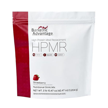 Bariatric Advantage High Protein Meal Replacement Drink Mix - Protein Powder Whey Isolate for Gastric Bypass & Sleeve Gastrectomy Patients - 28 Servings with 27 g Protein - Strawberry - 43.46 oz