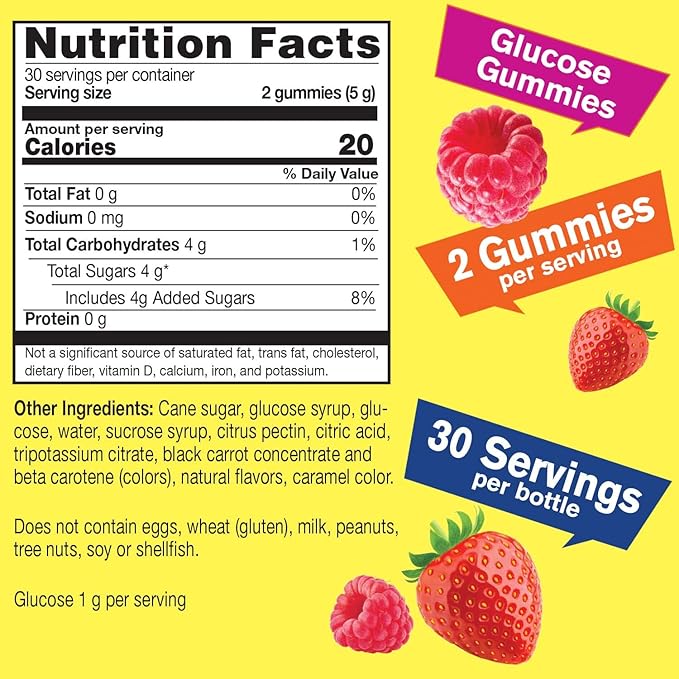 WellYeah Glucose Gummies - 4 Grams of Carbohydrates- Natural Sourced Flavors - Chewable Gummy for Men and Women, Non-GMO, Gluten Free - 60 Count