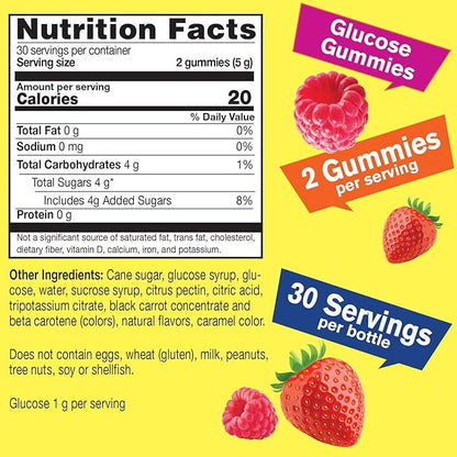 WellYeah Glucose Gummies - 4 Grams of Carbohydrates- Natural Sourced Flavors - Chewable Gummy for Men and Women, Non-GMO, Gluten Free - 60 Count