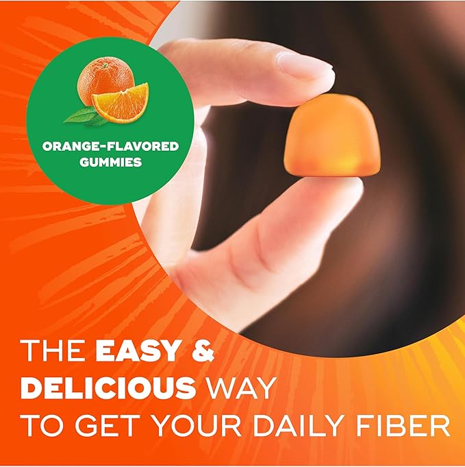 Metamucil Fiber Gummies for Adults, No Sugar Added Orange Flavor, 5g Prebiotic Plant Based Fiber Supplement Blend, 120 Count