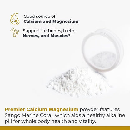 Premier Research Labs Calcium Magnesium Powder - Natural Coral Calcium Powder for Bone Health, Mix with Water for Alkaline PH Balance - 8 oz