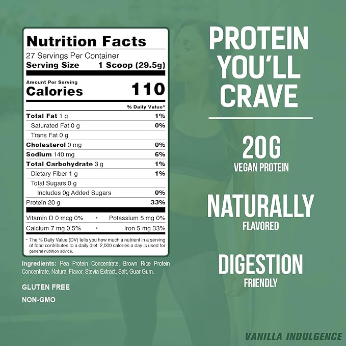 PEScience Select Vegan Protein Powder, Plant Based Protein Powder, Amazing Taste, Smooth Texture, Pea and Brown Rice Blend, Dairy Free, Lactose Free, Gluten Free - Vanilla Indulgence, 27 Servings