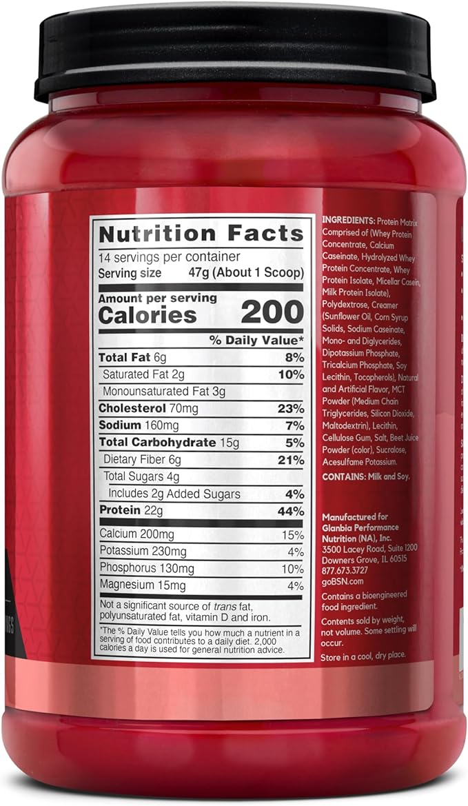 BSN SYNTHA-6 Premium Protein Powder with 6g of Fiber, Whey Isolate, Micellar Casein, Milk Protein Isolate, 6g of Fat, Strawberry Milkshake, 14 Servings, 1.45 Pound (Packaging May Vary)