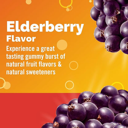 Emergen-C Elderberry Gummies, Elderberry Immune Support Natural Flavors with High Potency Vitamin C, Back to School Essentials - 36 Count