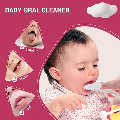 120 PCS Baby Tongue Cleaner for Newborn, Oral Finger Dry Wipes for Infant, Disposable Toddler Mouth Toothbrush for 0-24 Months