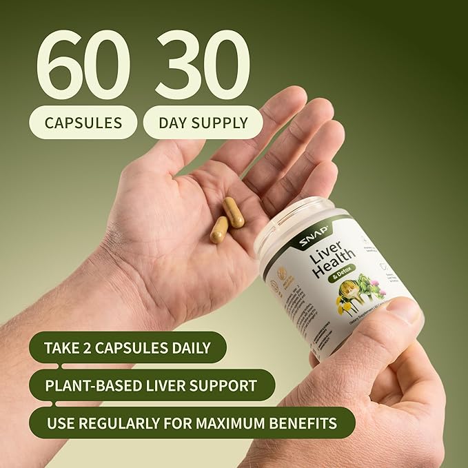 Snap Supplements Liver Health & Detox - Milk Thistle Supplement Supports Healthy Liver and Digestive Health, 60 Vegetarian Capsules (1 Month Supply)