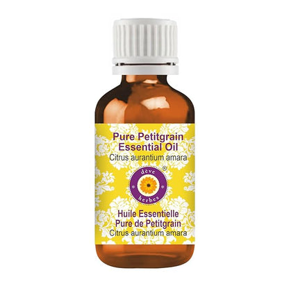 Deve Herbes Pure Petitgrain Essential Oil (Citrus aurantium Amara) Steam Distilled 30ml (1 oz)