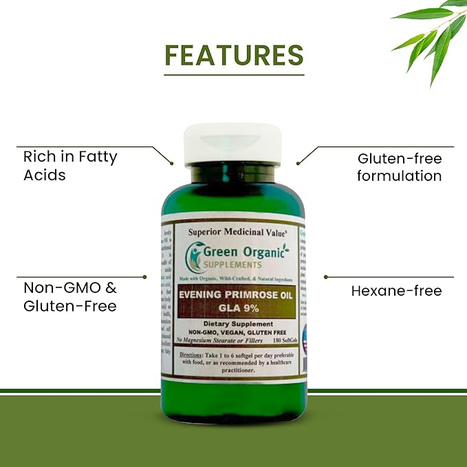 Green Organic Supplements Evening Primrose Oil, GLA (Pack of 1)