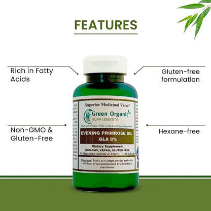 Green Organic Supplements Evening Primrose Oil, GLA (Pack of 1)