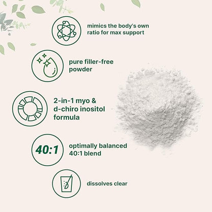 Micro Ingredients Myo-Inositol & D-Chiro Inositol Powder, 1lb (221 Servings) | 40:1 Ideal Ratio Inositol Supplement for Women | Supports Hormonal Balance & Ovarian Health | Non-GMO, Vegan, Filler-Free