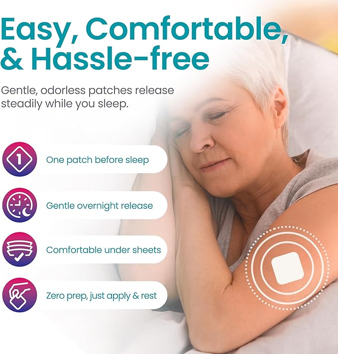 Menopause Night Relief Patch – Doctor-Formulated Transdermal Patch with Valerian, L-Methylfolate & Black Cohosh for Restful Sleep & Overnight Balance – 30-Day Supply