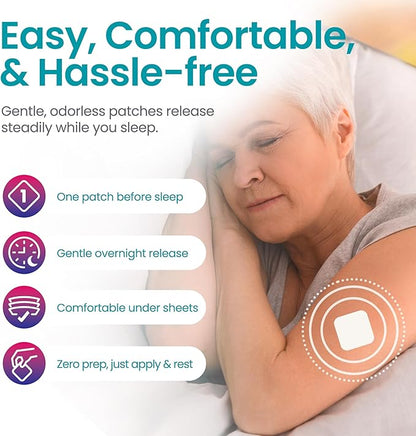 Menopause Night Relief Patch – Doctor-Formulated Transdermal Patch with Valerian, L-Methylfolate & Black Cohosh for Restful Sleep & Overnight Balance – 30-Day Supply