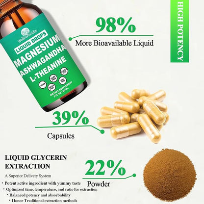2 Pack Cortisol Supplement w. Magnesium L Theanine Ksm-66 Ashwagandha Vitamin K2 B6 D 3 Supplement, Liquid Magnesium for Cortisol Reduce Detox Manager, Calm Relaxation & Balanced Hormone