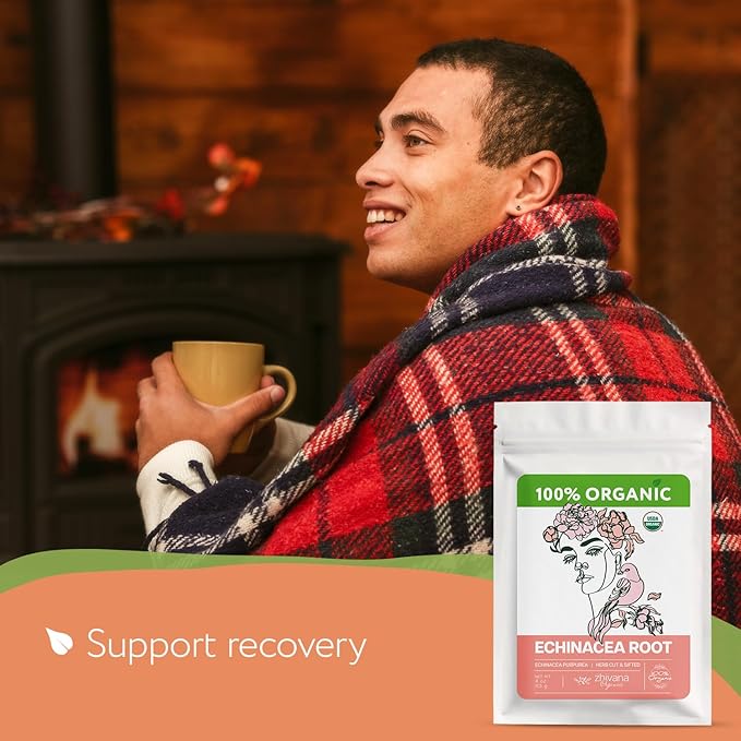 Organic Echinacea Root Tea (4oz.) – Echinacea Purpurea - Seasonal Wellness & Recovery Support - Naturally Caffeine Free – Great for Herbal Tea, Infusion, Tincture