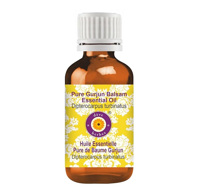 Deve Herbes Pure Gurjun Balsam Essential Oil (Dipterocarpus turbinatus) Steam Distilled 5ml (0.16 oz)