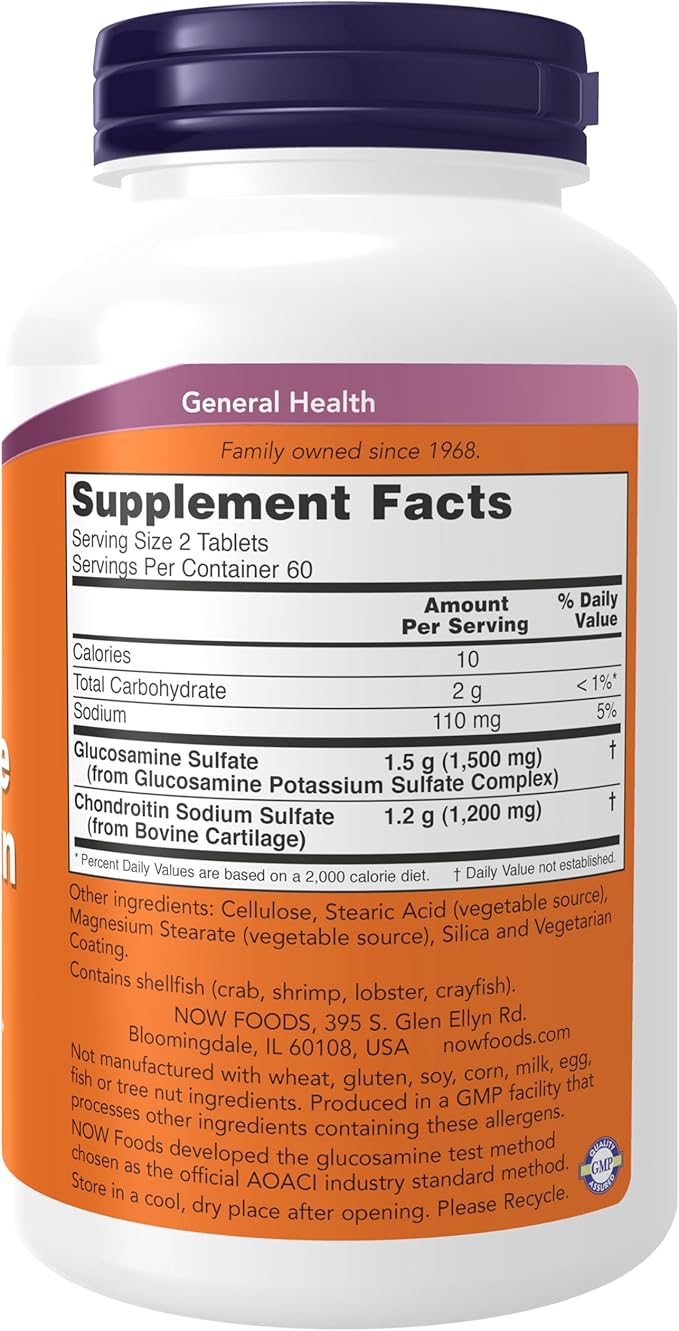 NOW Foods Supplements, Glucosamine & Chondroitin Extra Strength, Sulfate Forms, 120 Tablets