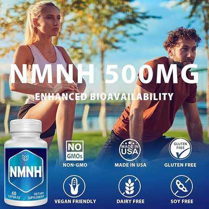 NMNH (Dihydronicotinamide Mononucleotide), NAD Supplement to Boost NAD+ Levels as We Age (May Be More Effective Than Nicotinamide Riboside) for Anti Aging, Energy Focus - 120 Capsule