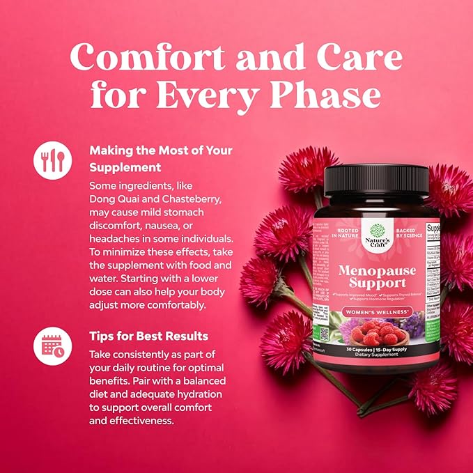 Complete Herbal Menopause Supplement for Women - Multibenefit Menopause Ease Hormone Balance for Women for Night Sweats Mood and More with Dong Quai Vitex Chaste Berry and Black Cohosh - 30 Count