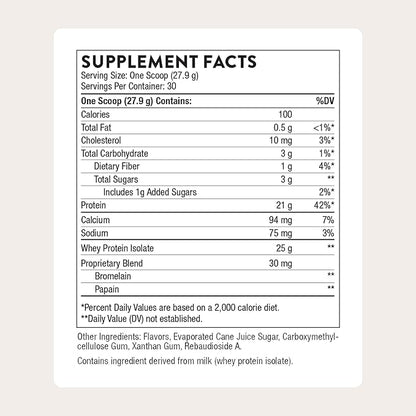 THORNE - Whey Protein Isolate - Balanced Amino Acids Profile with BCAAs - 21 Grams of Easy to Digest Whey Protein Powder - NSF Certified for Sport - Vanilla - Gluten & Soy-Free - 30 Servings