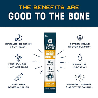 [DISCONTINUED] Chicken Bone Broth Instant Powdered Mix Packets | 5g Collagen | 10g Protein | Keto & Paleo Friendly | No Artificial Flavors | Non-GMO, Gluten-Free, Dairy-Free on-the-go 16 Pack