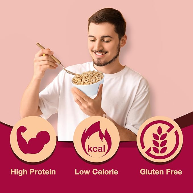 ProtiDIET High Protein Honey Nut Soy Cereal - Gluten Free, Low Sugar, Low Fat Honey Nut Flavor, Healthy Cereal for Adults - The Perfect Pair for your Milk - 7 Pouches