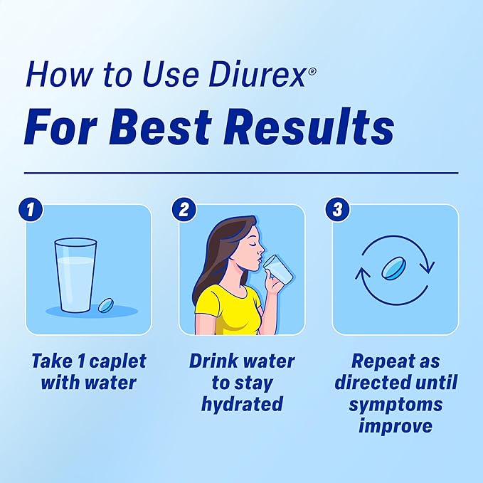 Diurex Caffeine-Free Bloat Relief, Maximum Strength, Relieve Water Bloat Discomfort, Up to 6 Hours of Relief, 48 Count