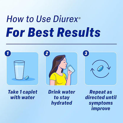 Diurex Caffeine-Free Bloat Relief, Maximum Strength, Relieve Water Bloat Discomfort, Up to 6 Hours of Relief, 48 Count