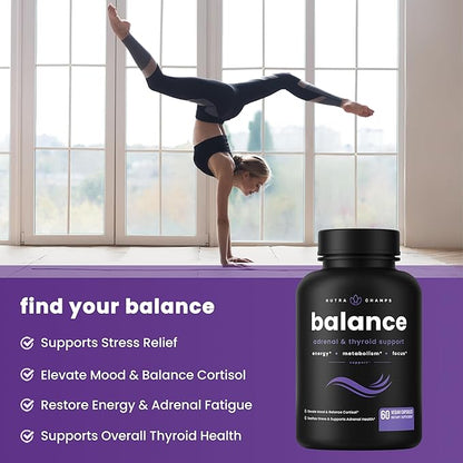 NutraChamps Thyroid Support & Adrenal Support Supplement 2-in-1 Formula with Iodine & Ashwagandha for Energy, Metabolism, Focus, Adrenal Fatigue & Stress Relief, Cortisol Balance for Women & Men