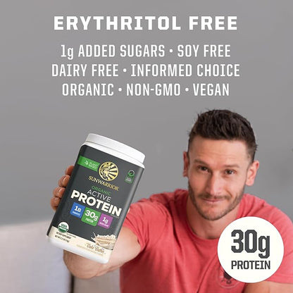 Sunwarrior Organic Plant Based Protein Powder | Vegan Organic Protein Powder with BCAA Amino Acids Plus Recovery Minerals & Botanicals | Non-GMO Soy Dairy & Gluten Free (Cake Batter, 20 Servings)