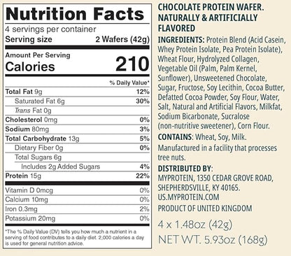 Myprotein Crispy Protein Wafers | 15g Protein | Box of 10 | Chocolate Raspberry | High Protein Snack Bar | Milk & Whey Isolate | Low Sugar