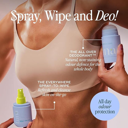 Luna Daily The Everywhere Spray-To-Wipe | Cooling Body Mist & Hydrating pH-Balanced Feminine Care | Cooling Water Lily + Fresh Citrus | Anti-Chafing & Odor Control 80ml