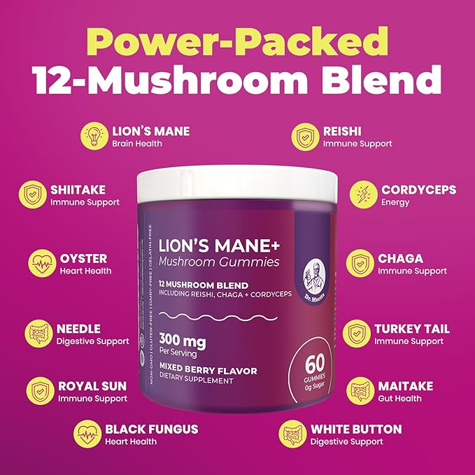 DR. MORITZ Ashwagandha Gummies + Lions Mane Mushroom Gummies Bundle – 60 Count Each – Sugar-Free, Non-GMO – with L-Theanine – Ashwagandha for Women & Men – Calm, Focus, Relaxation & Immune Support