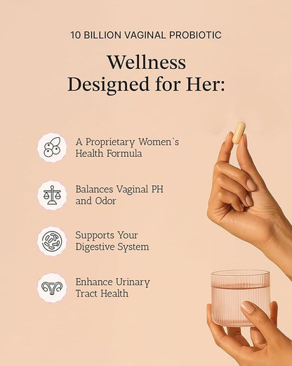 Vitamin Bounty Women's Pro-Daily Vaginal Probiotics - 10 Billion CFU, 5 Strains with Cranberry for Female Vaginal Health - Probiotics for Women pH Balance - Digestive & Urinary Support - 60 Capsules